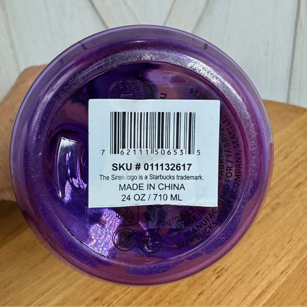Starbucks Tropical Jungle Floral Acrylic Water‎ Bottle Purple Multi 24oz